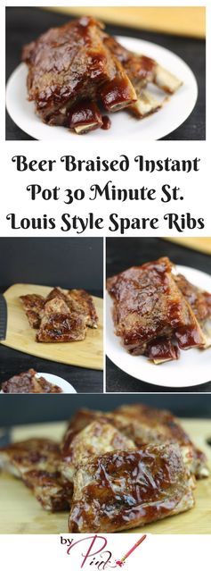 Beer Braised Instant Pot 30 Minute St. Louis Style Spare Ribs