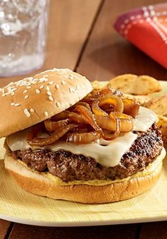 Beer Braised Onion Burgers