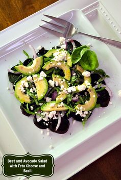 Beet and Avocado Salad with Feta Cheese and Basil