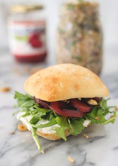 Beet, Arugula and Walnut Sandwich