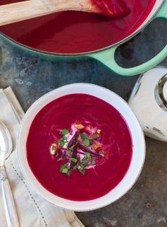 Beet, ginger and coconut soup