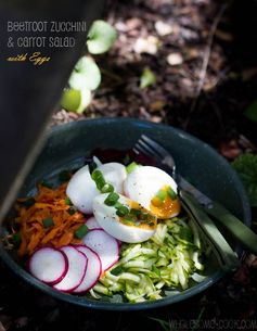 Beetroot Zucchini and Carrot Salad with Eggs