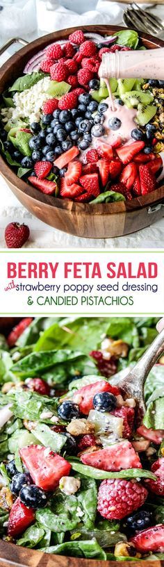 Berry Feta Spinach Salad with Creamy Strawberry Poppy Seed Dressing