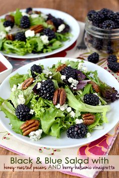 Black & Blue Spring Salad with Honey-Roasted Pecans and Berry-Balsamic Vinaigrette