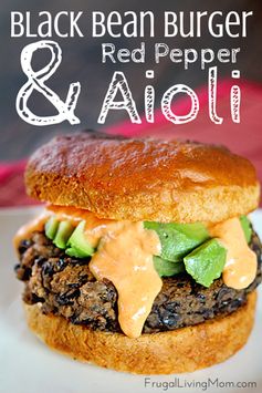 Black Bean Burger with Red Pepper Aioli