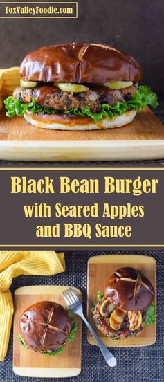 Black Bean Burger with Seared Apple and BBQ Sauce