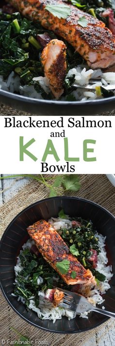 Blackened Salmon and Kale Bowls