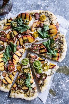 BLT and Grilled Peach Pizza with Jalapeno Honey