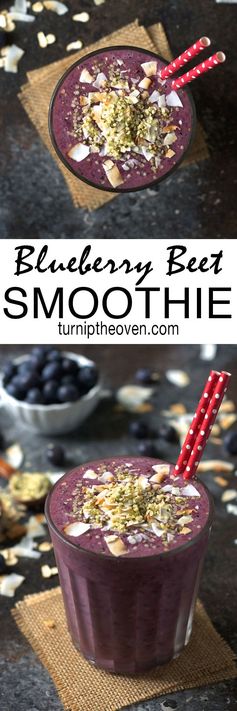 Blueberry Beet Smoothie with Hemp Seeds and Coconut