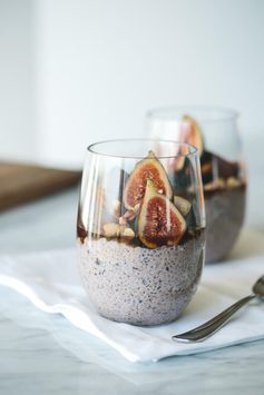 Blueberry Chia Pudding with Figs, Hazlenuts and Maple Syrup