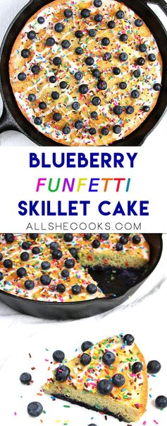 Blueberry Funfetti Skillet Cake