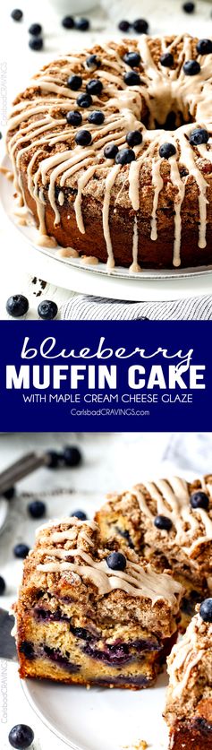 Blueberry Muffin Cake with Maple Cream Cheese Glaze