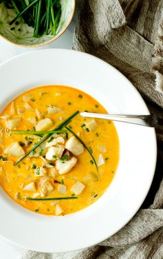 Blushing Halibut Chowder