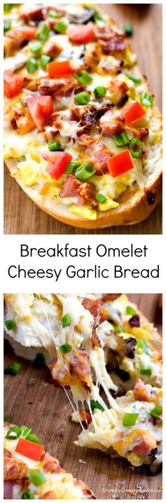 Breakfast Omelet Cheesy Garlic Bread