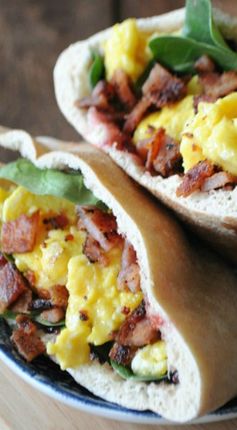 Breakfast Pita with Bacon, Berry-Pepper Preserves and Jack Cheese