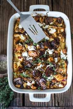 Breakfast Strata with Caramelized Onion, Mushrooms & Thyme