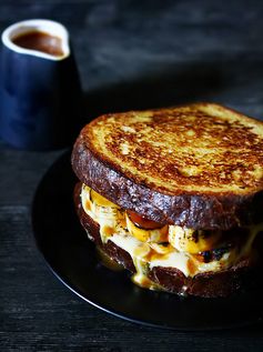 Brioche French Toast with Bananas, Crème Patissiere and Salted Caramel