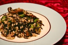 Brown and wild rice with mushrooms and brussel sprouts