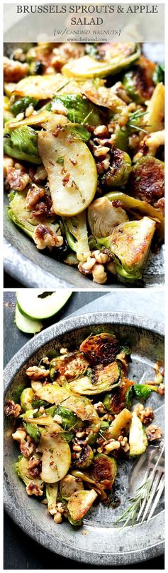 Brussels Sprouts Salad with Apples and Candied Walnuts