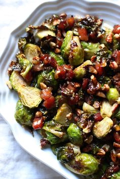 Brussels sprouts with glazed pancetta and pecans - gluten free, dairy free, soy free