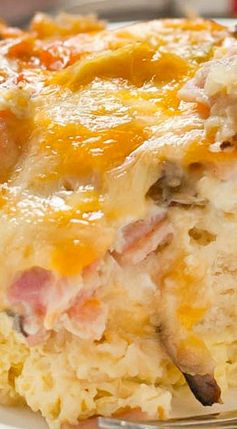 Bubble Up Ham and Cheese Biscuit Breakfast Casserole