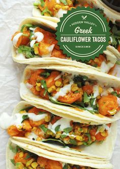 Buffalo Cauliflower Tacos with Greek Yogurt Ranch