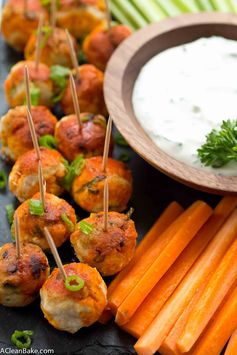 Buffalo Chicken Meatballs with Homemade Ranch