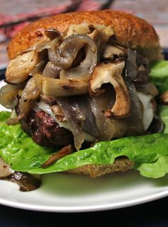 Burger with Caramelized Onions and Mushrooms