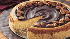 Butter Pecan Cheesecake with Chocolate Glaze