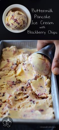 Buttermilk Pancake Ice Cream with Blackberry chips