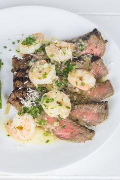 Buttermilk Ribeye with Garlic Shrimp