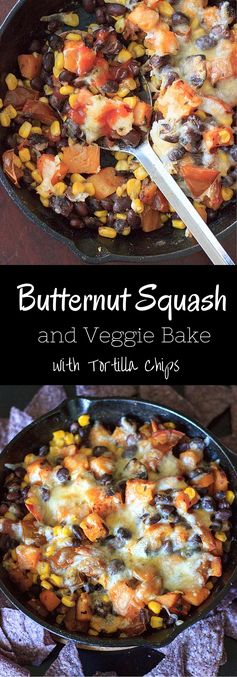 Butternut Squash and Veggie Bake with Tortilla Chips