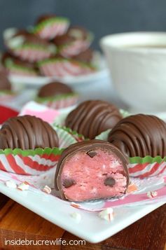 Candy Cane Cookie Dough Truffles