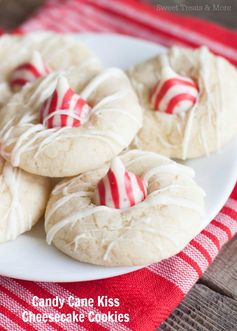 Candy Cane Kiss Cheesecake Cookies