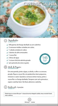 Canja de galinha low carb