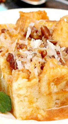 Caramel & Coconut Cream Bread Pudding