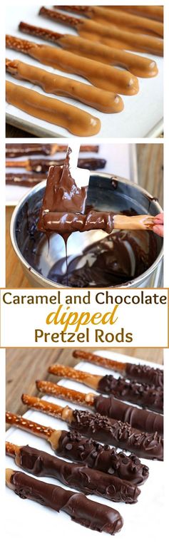 Caramel and Chocolate Dipped Pretzels