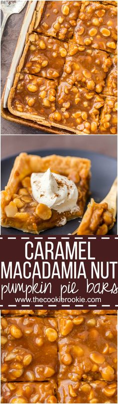 Caramel Macadamia Nut Pumpkin Pie Bars