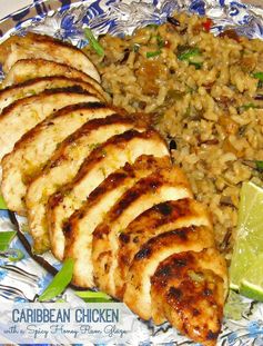 Caribbean Chicken with a Spicy Honey-Rum Glaze