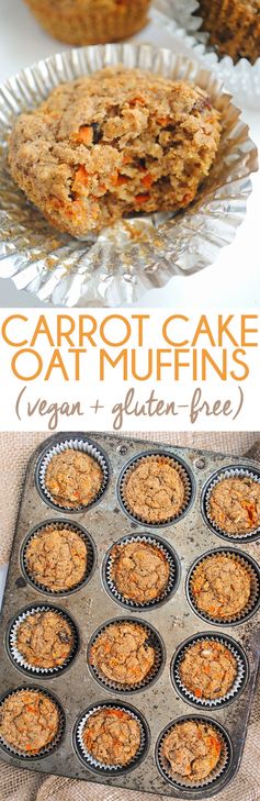 Carrot Cake Oat Muffins (vegan + gluten-free