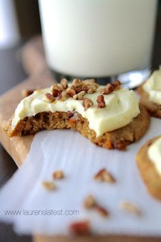 Carrot Cake Pecan Cookies with Orange Cream Cheese Frosting