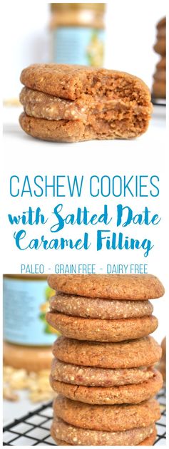 Cashew Cookies with Salted Date Caramel Filling