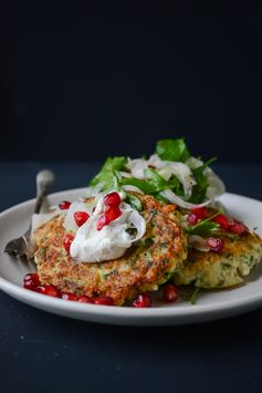 Cauliflower fritters with tahini yogurt sauce