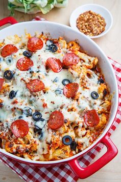 Cauliflower Pepperoni Pizza Casserole