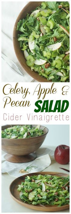 Celery, Pecan & Apple Arugula Salad with Cider Vinaigrette