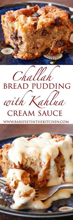 Challah Bread Pudding with Kahlua Cream Sauce