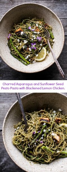 Charred Asparagus Pasta with Blackened Lemon Chicken