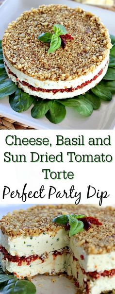 Cheese, Basil and Sun Dried Tomato Torte