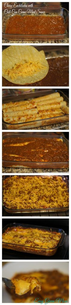 Cheese Enchilladas with Chili Con Carne Meat Sauce