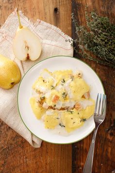 Cheese Ravioli Alfredo with Pears & Thyme